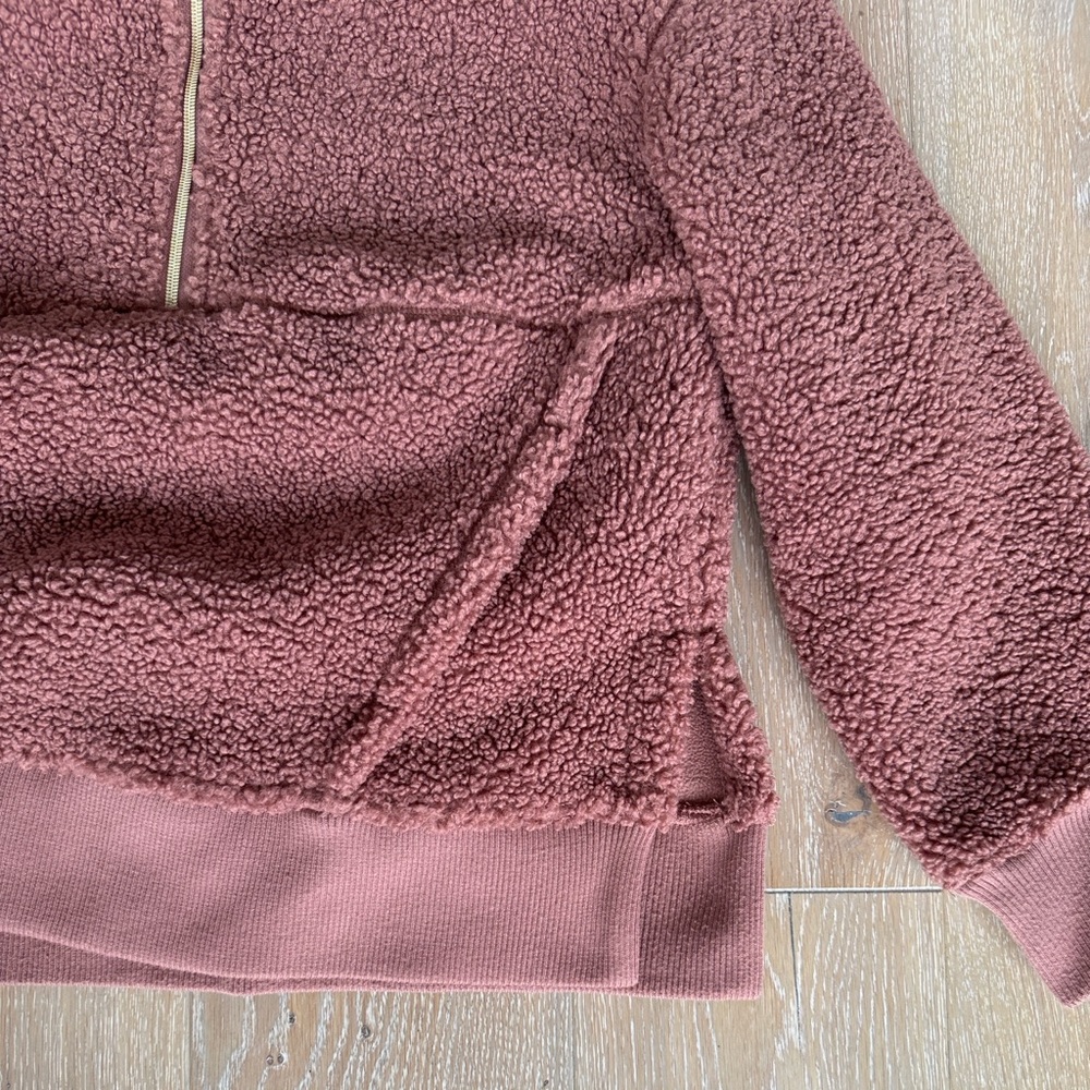 JoyLab Sherpa Mauve Pink Quarter-Zip Fleece Pullover. Size Medium. - Picture 5 of 7